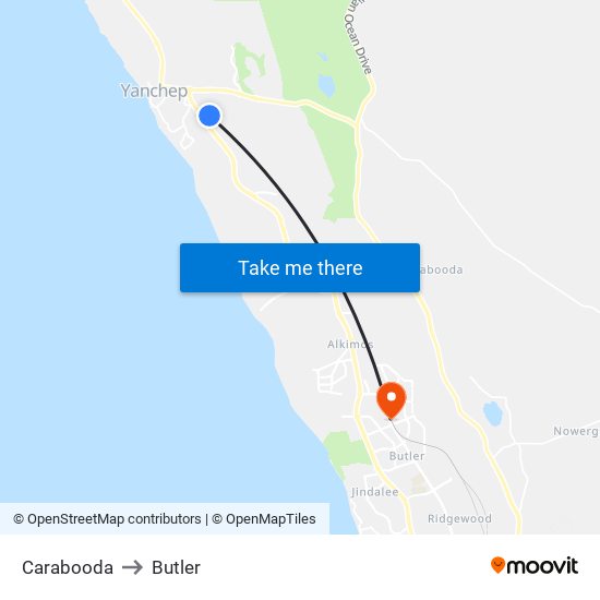 Carabooda to Butler map