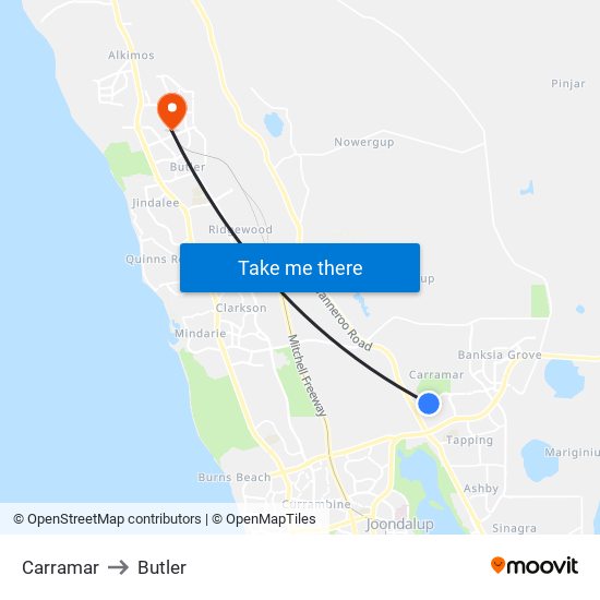 Carramar to Butler map