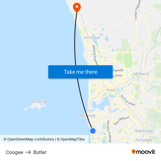 Coogee to Butler map