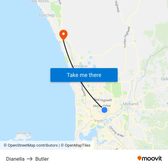 Dianella to Butler map