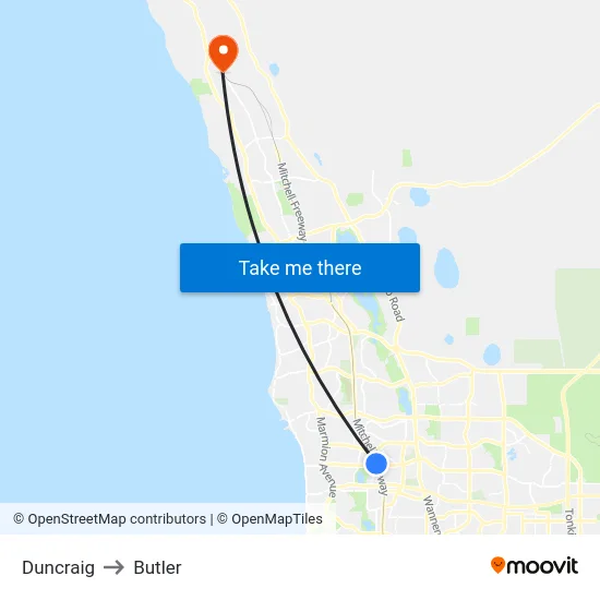 Duncraig to Butler map