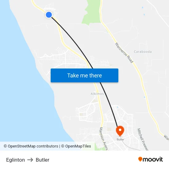 Eglinton to Butler map