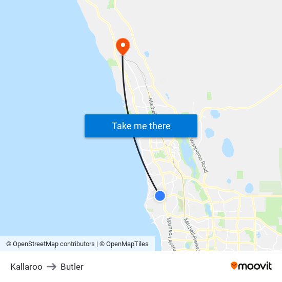 Kallaroo to Butler map