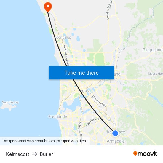 Kelmscott to Butler map