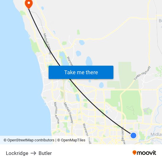 Lockridge to Butler map