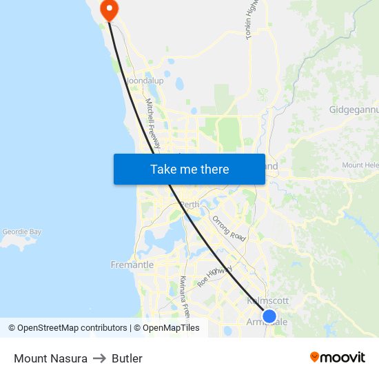 Mount Nasura to Butler map