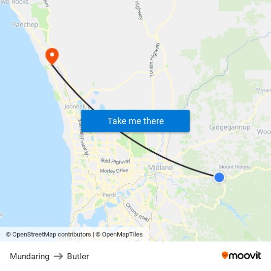 Mundaring to Butler map