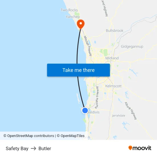 Safety Bay to Butler map