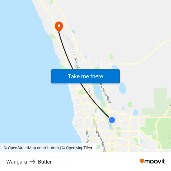 Wangara to Butler map