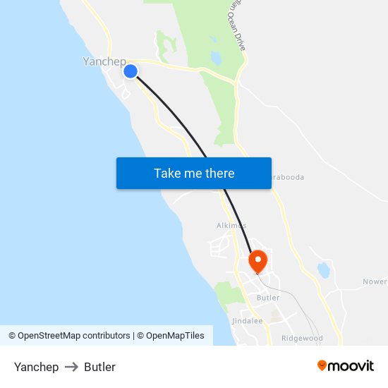 Yanchep to Butler map