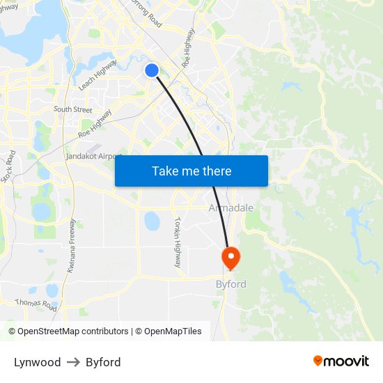 Lynwood to Byford map