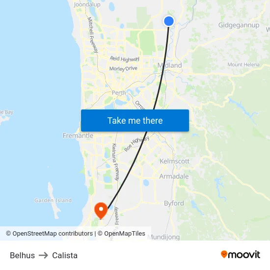 Belhus to Calista map