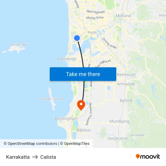 Karrakatta to Calista map
