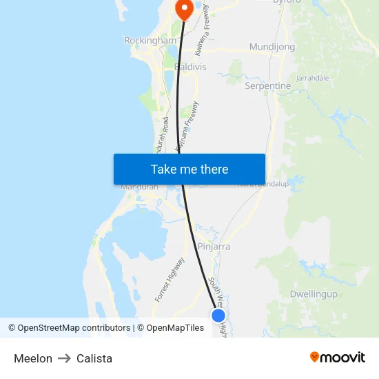 Meelon to Calista map