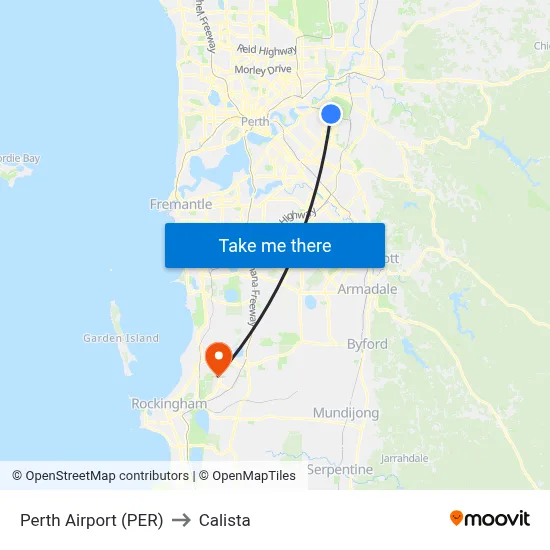 Perth Airport (PER) to Calista map