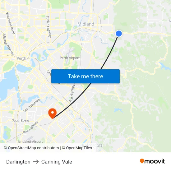Darlington to Canning Vale map