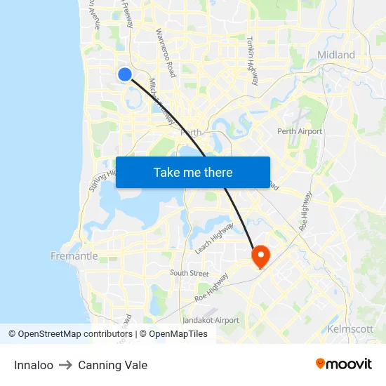 Innaloo to Canning Vale map