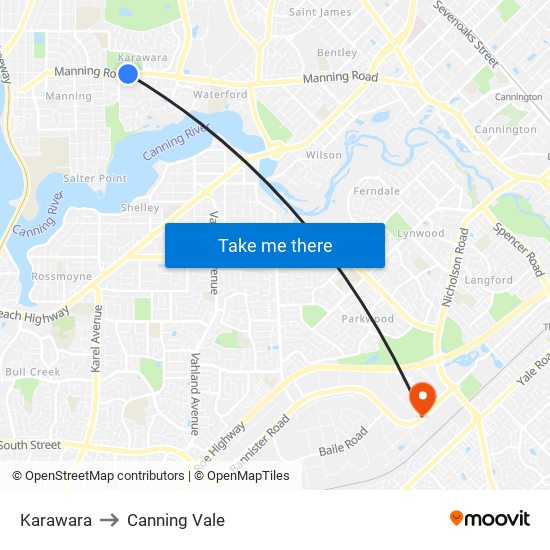 Karawara to Canning Vale map