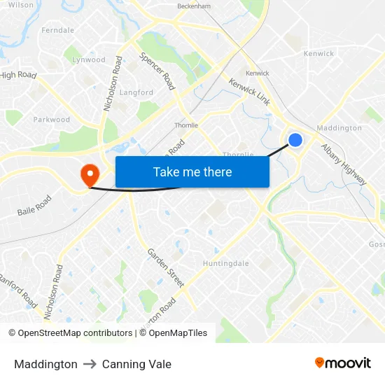 Maddington to Canning Vale map