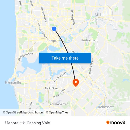 Menora to Canning Vale map