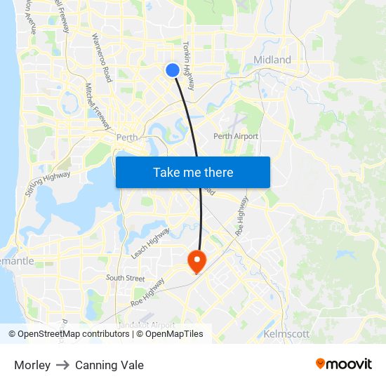 Morley to Canning Vale map