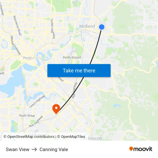 Swan View to Canning Vale map