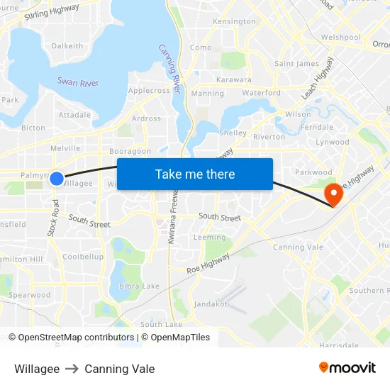 Willagee to Canning Vale map