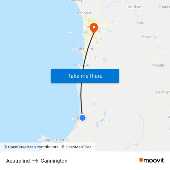 Australind to Cannington map