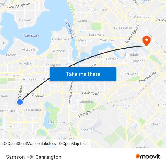 Samson to Cannington map