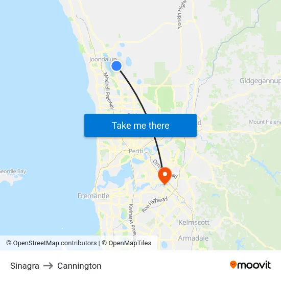 Sinagra to Cannington map