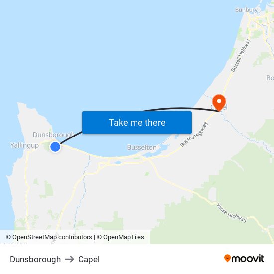 Dunsborough to Capel map