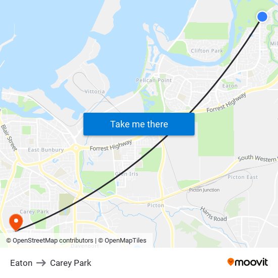 Eaton to Carey Park map