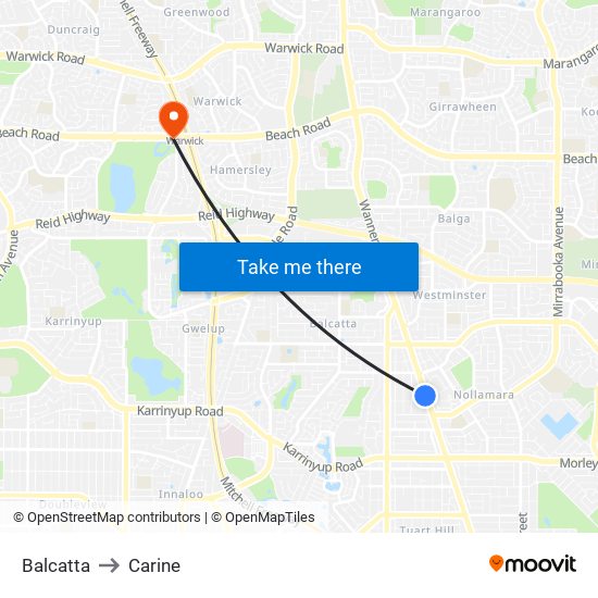 Balcatta to Carine map