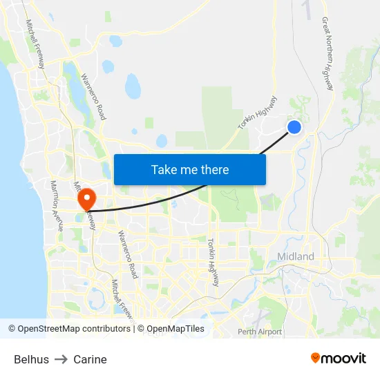 Belhus to Carine map