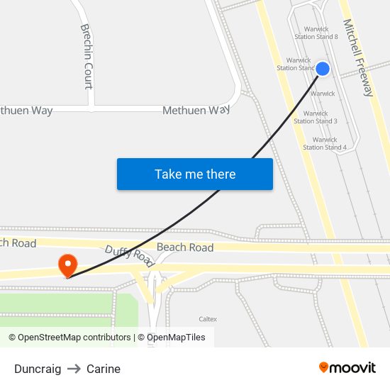 Duncraig to Carine map