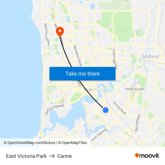 East Victoria Park to Carine map
