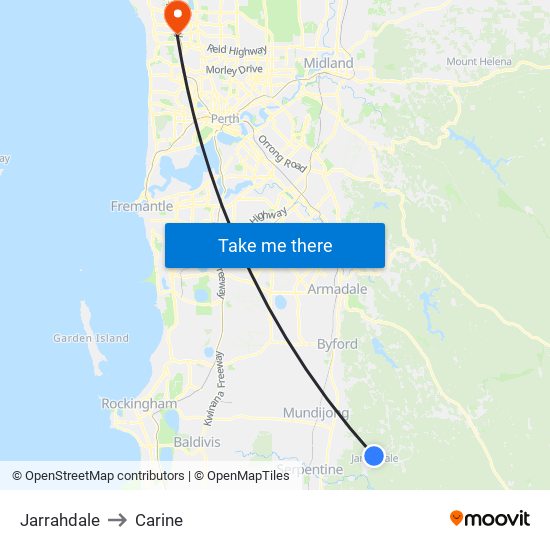 Jarrahdale to Carine map