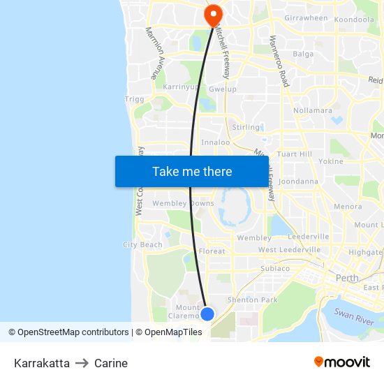 Karrakatta to Carine map