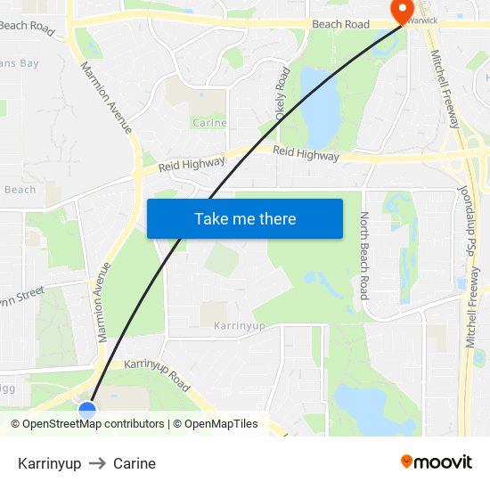 Karrinyup to Carine map