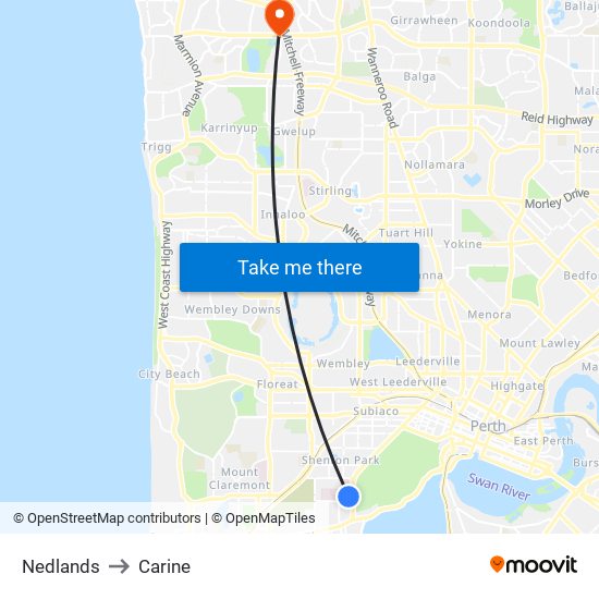 Nedlands to Carine map