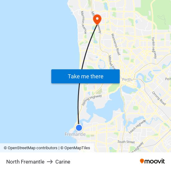 North Fremantle to Carine map