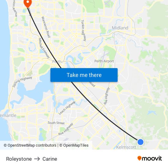 Roleystone to Carine map