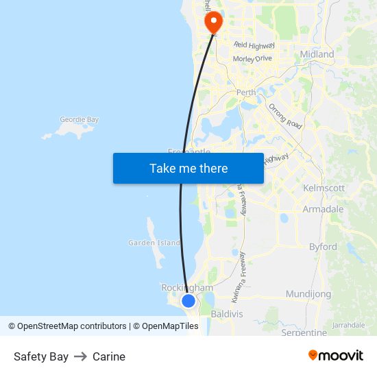 Safety Bay to Carine map