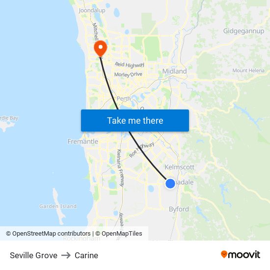 Seville Grove to Carine map