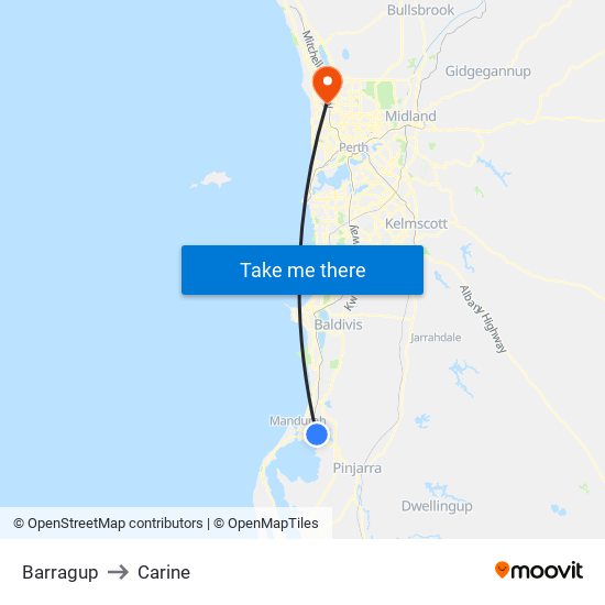 Barragup to Carine map