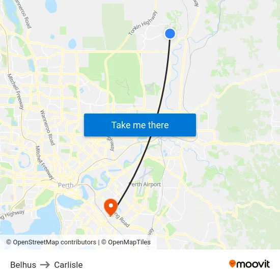 Belhus to Carlisle map