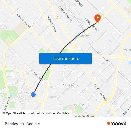 Bentley to Carlisle map