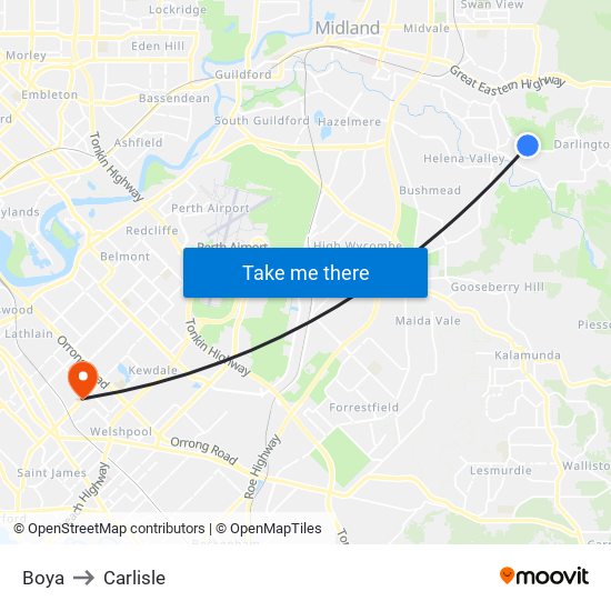 Boya to Carlisle map