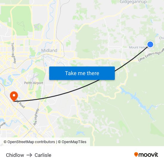 Chidlow to Carlisle map