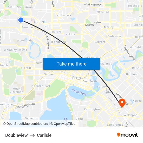 Doubleview to Carlisle map